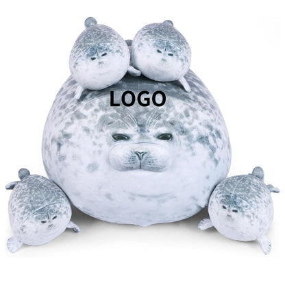 Chubby Blob Seal Pillow Cute Seal Plush Toy Cotton Stuffed Animals - Gray