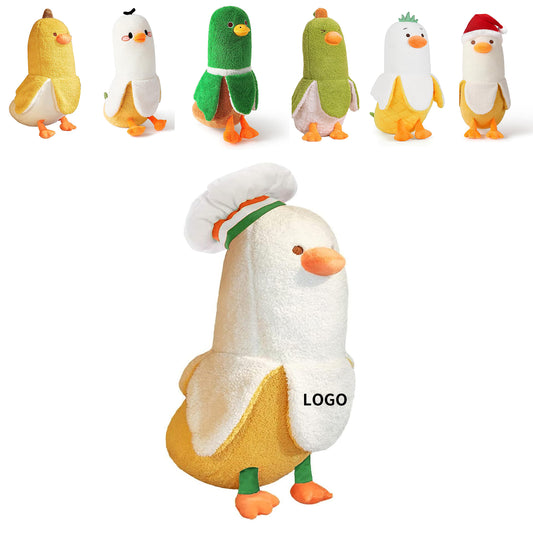 12" Banana Duck Plush Toy Cute Plushie Hugging Plush Pillow - Whie
