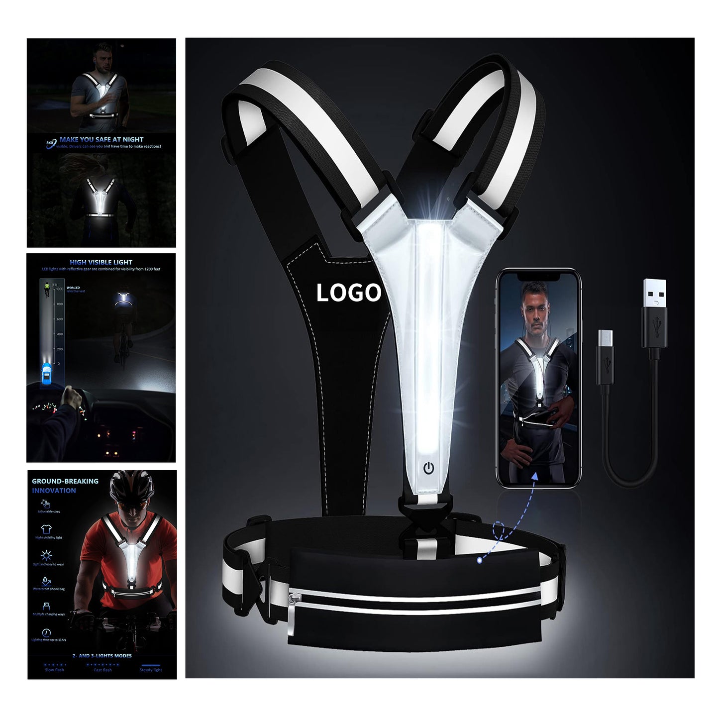 Reflective Vest Running Gear - Black