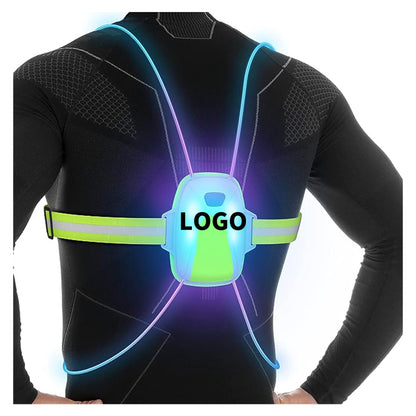 Reflective Running Vest with Front Light - Green