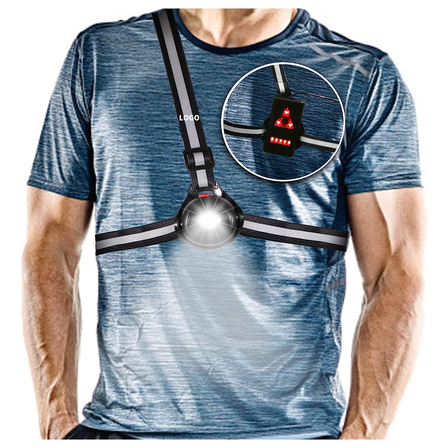 Outdoor Night Running Lights Led Chest Light Back Warning Light - Black