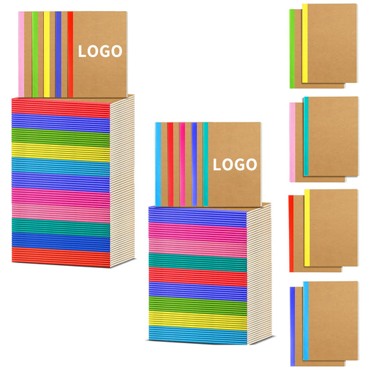 60 Pages 5.8 x 8.3 Inch Soft Cover Composition Ruled Lined A5 Kraft Notebook - Black