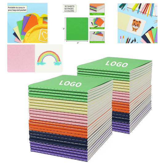 60 Blank Pages 30 Sheets 4 x 4 Inch Small Pocket Blank Mini Notebook - Green