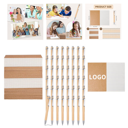 24 Sheets 48 Pages 3.5 x 5.5 Inch Mini Notebook and Retractable Ballpoint Pen Set - Kraft