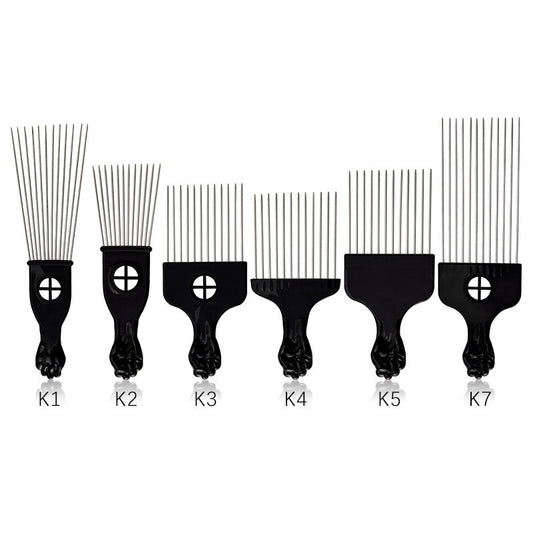 Afro Metal Hair Pick Combs - Black