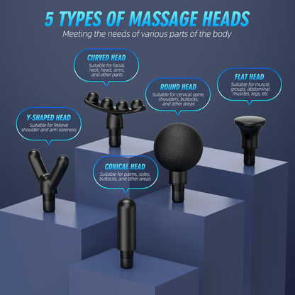 Muscle Massage Gun with 5 Heads - Black