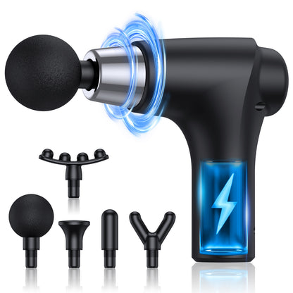 Muscle Massage Gun with 5 Heads - Black