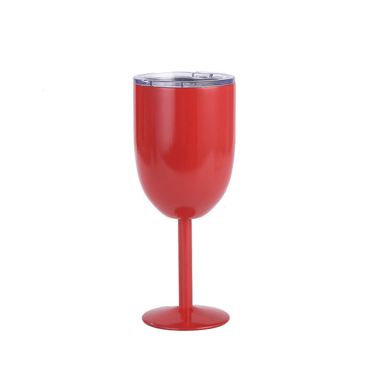 10 Oz. Stainless Steel Wine Glasses With Lid - Rose Red