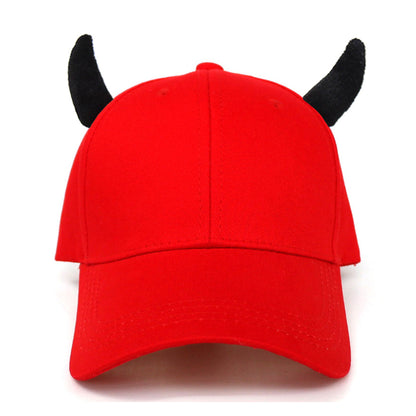 5 panel Horn Peaked Little Devil Baseball Cap - Black