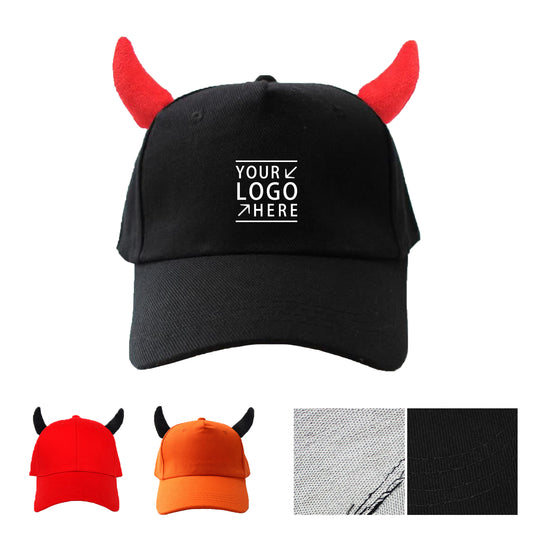 5 panel Horn Peaked Little Devil Baseball Cap - Black