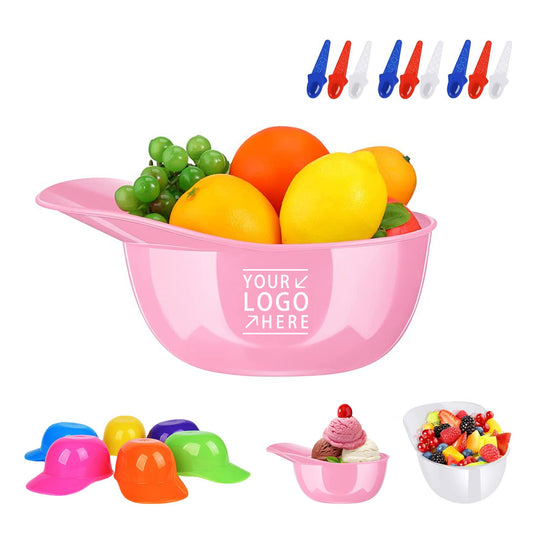 Baseball Shape Ice Cream Snack Bowl With Spoon - Blue