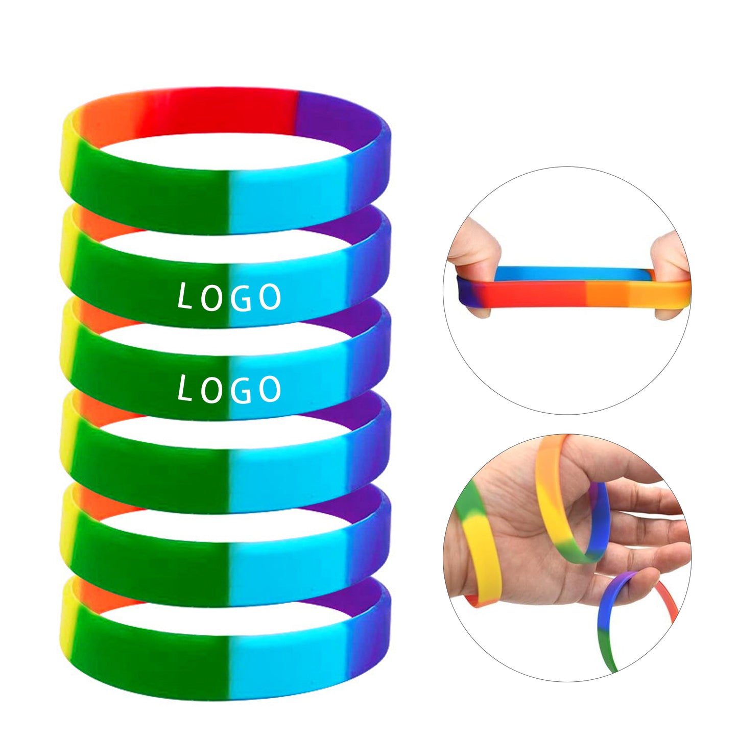 Rainbow Silicone Wristband - Colorful