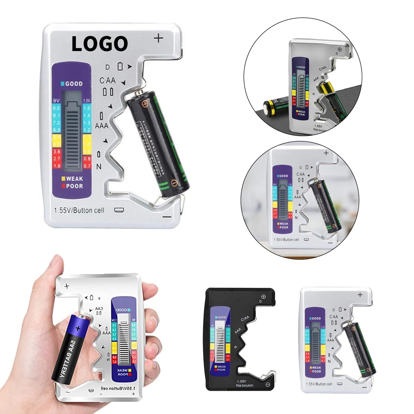 Compact LCD Universal Battery Tester - Black