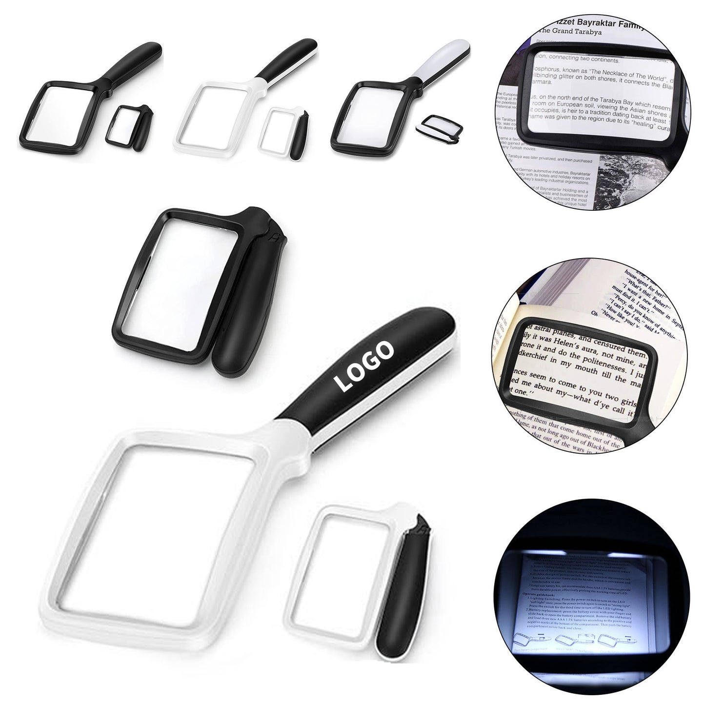 Portable Folding 3X Reading Magnifier - Black