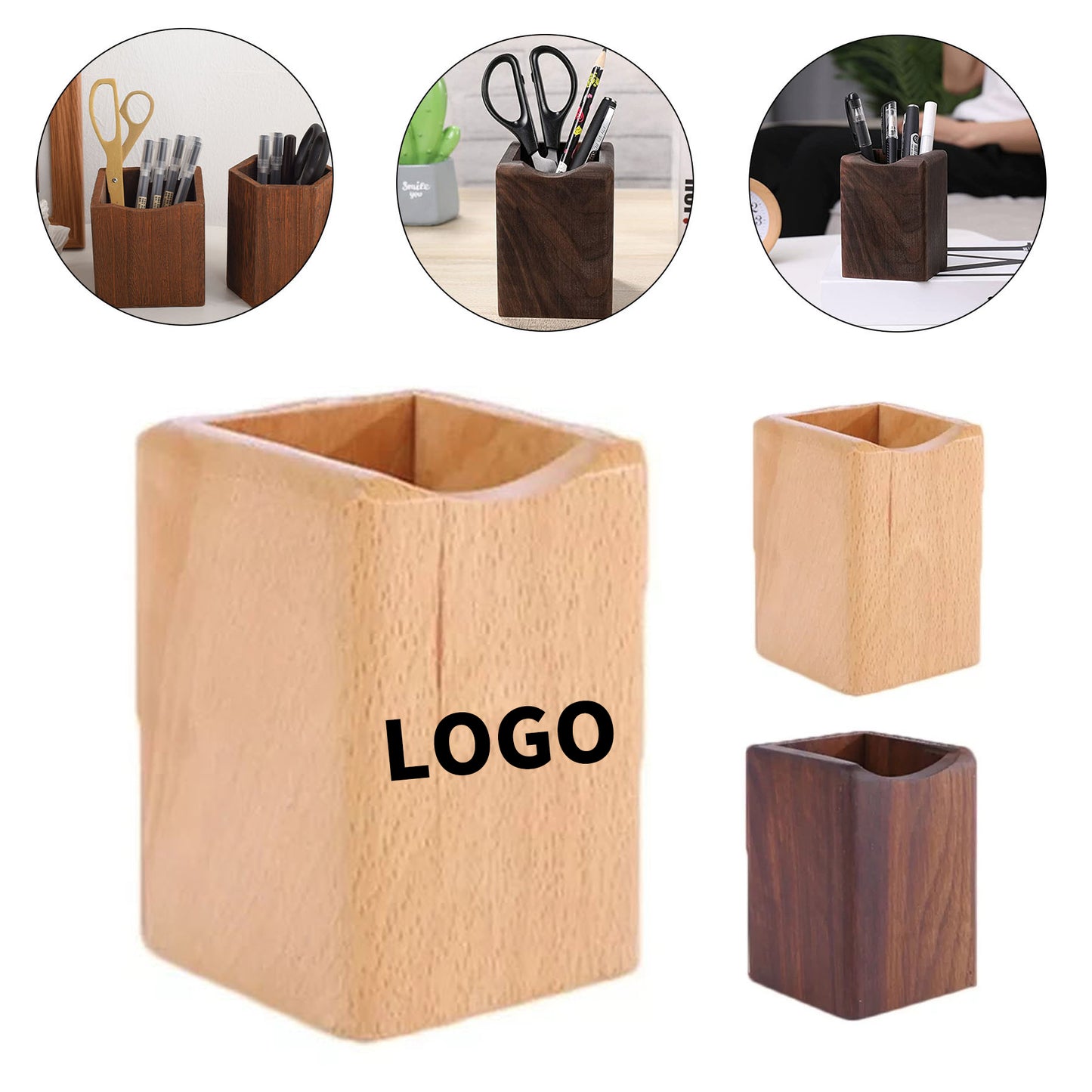 Versatile Wooden Desk Organizer - Brown