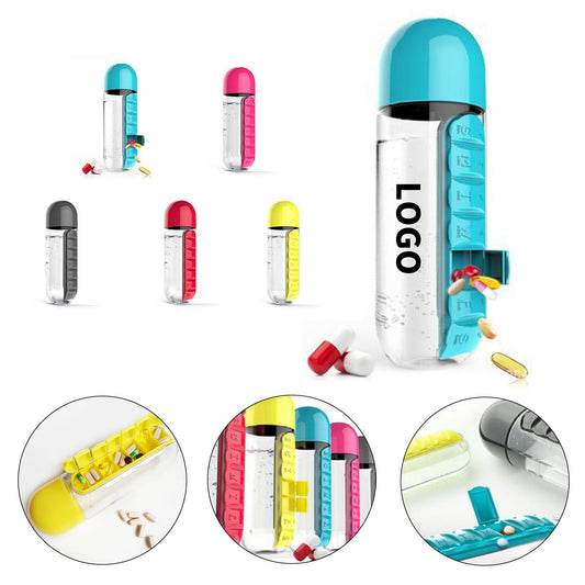 2-in-1 Daily Pill Organizer and Water Bottle - Black