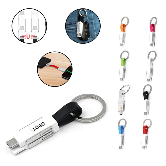 3 In 1 Magnetic USB Keychain Cable - Black