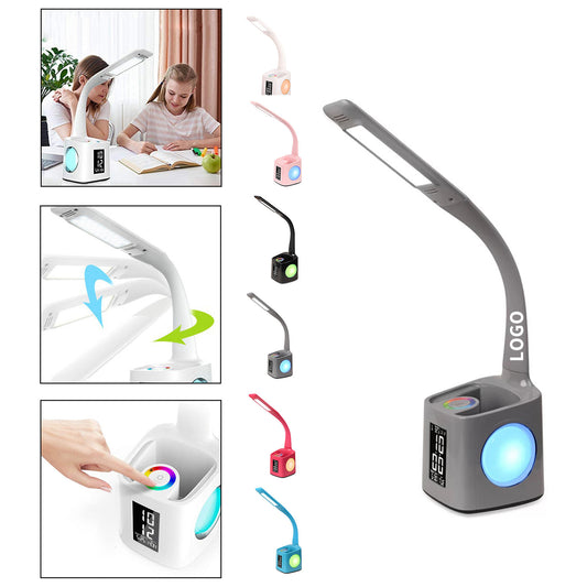 Multifunctional LED Desk Lamp with USB Charger and Color Base - Blue