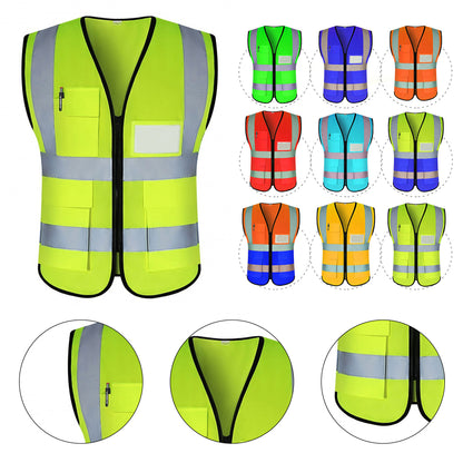High-Visibility Reflective Safety Vest with Pockets