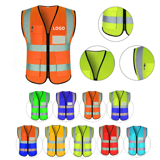 High-Visibility Reflective Safety Vest with Pockets