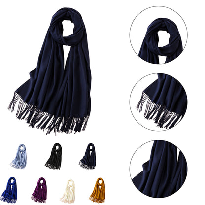 Elegant Solid Color Cashmere-Feel Scarf