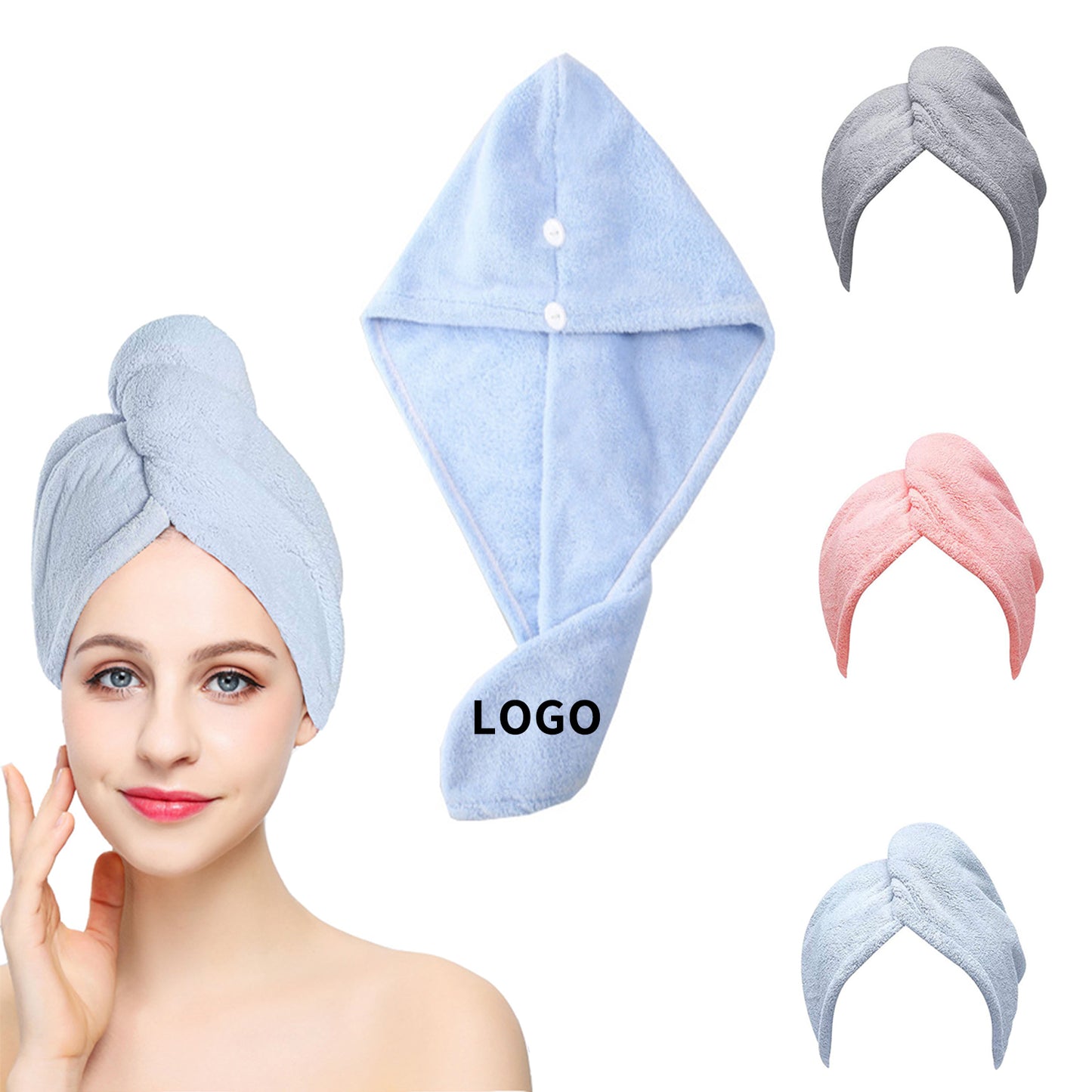 Branded Microfiber Quick-Dry Hair Towel