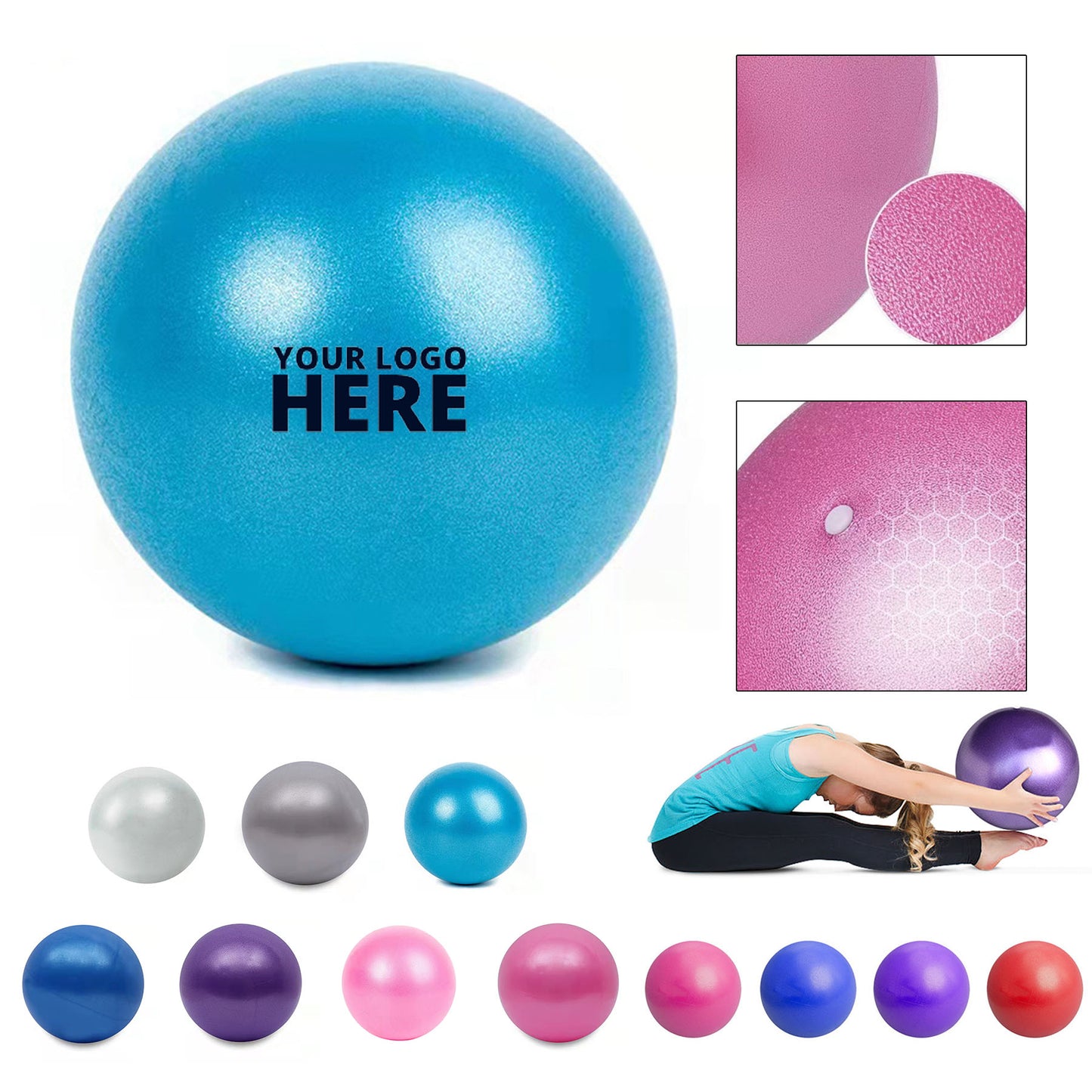 Customizable 9.8" Anti-Burst Pilates Ball