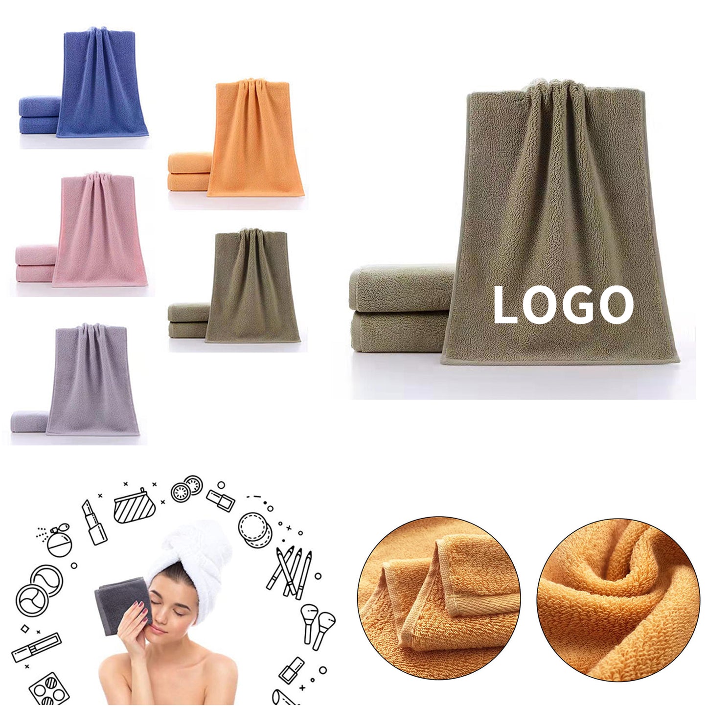 Soft Cotton Facial Cleansing Towel - Beige Yellow