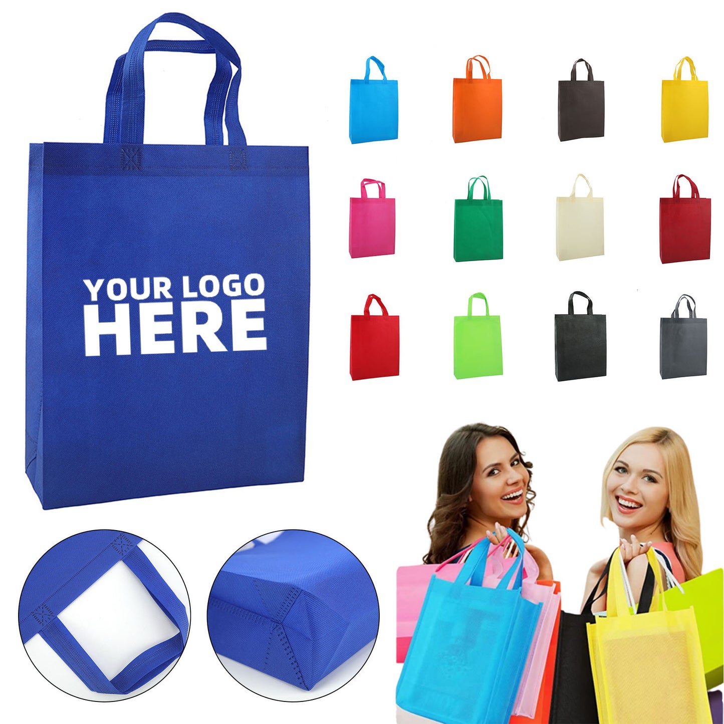 Eco-Friendly Custom Non-woven Tote Bags - Beige White