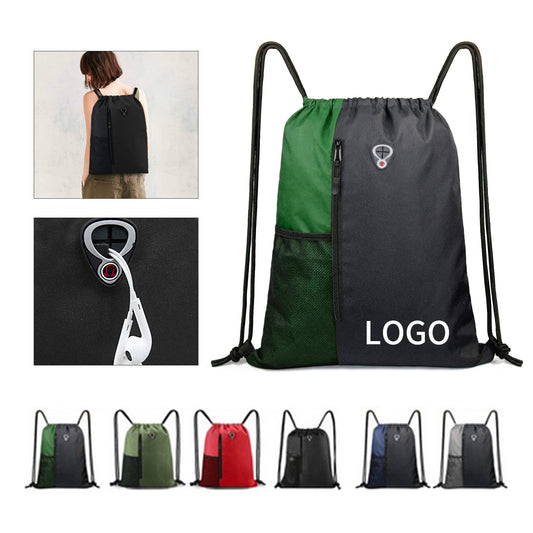 Versatile Drawstring Sport Backpack - Black