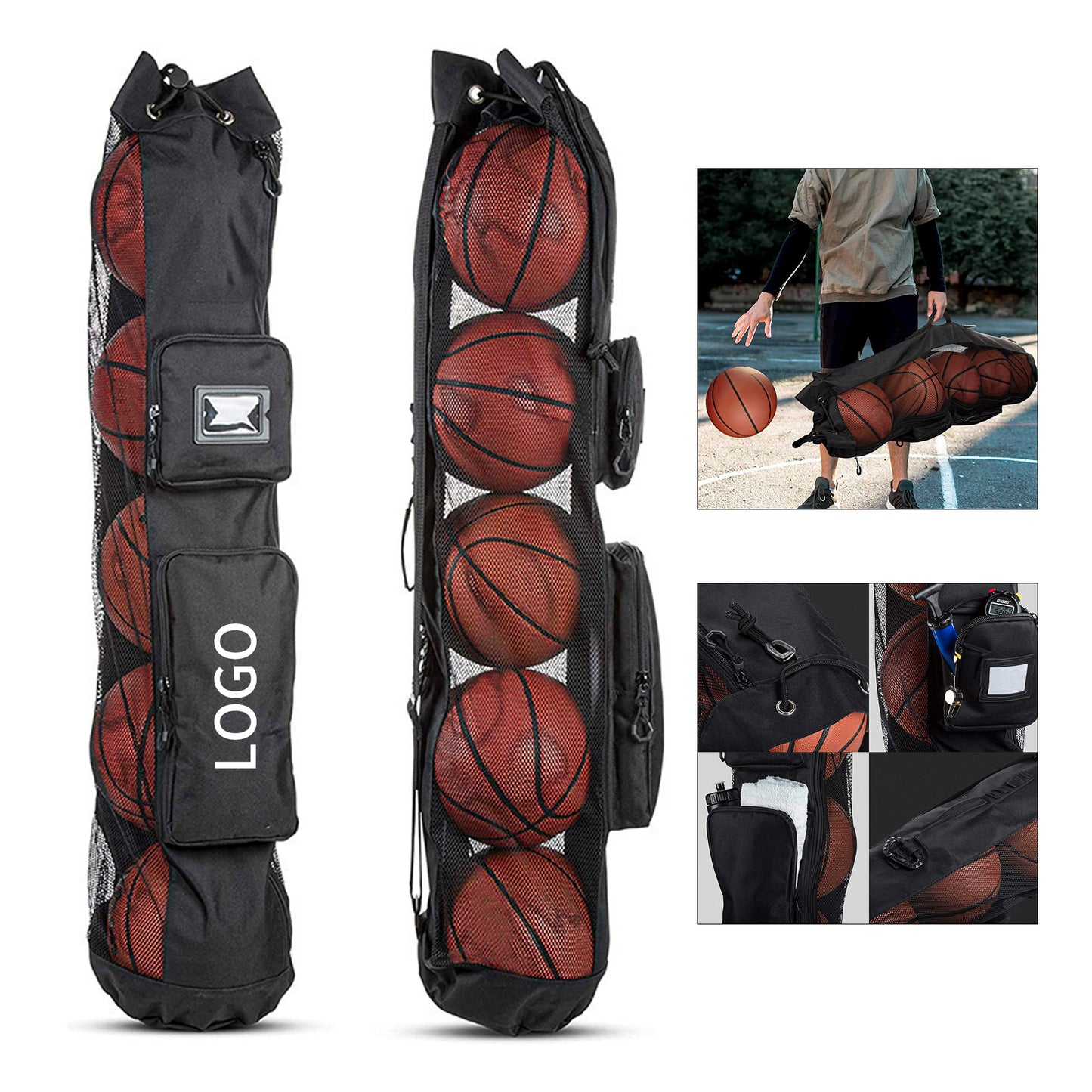 Multi-Ball Mesh Storage Bag - Black