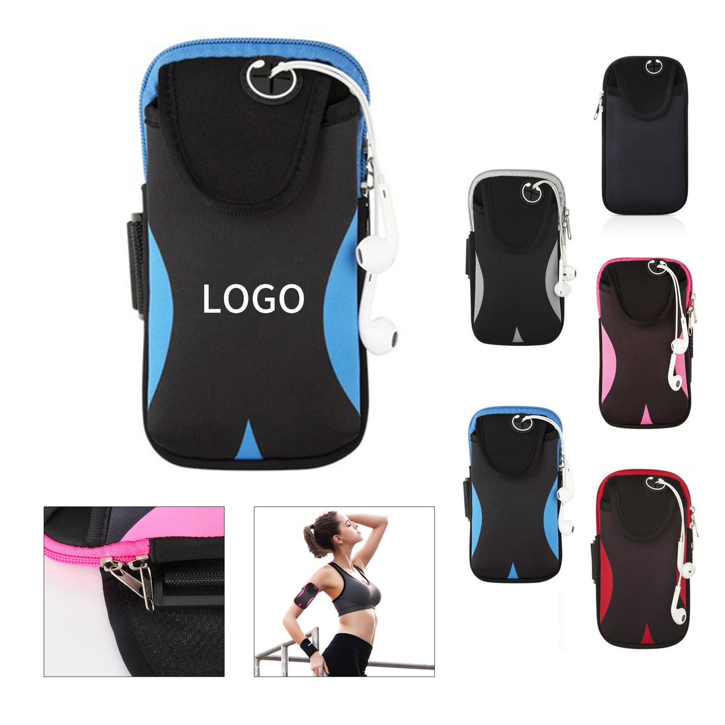 Water-Resistant Neoprene Sports Armband - Red