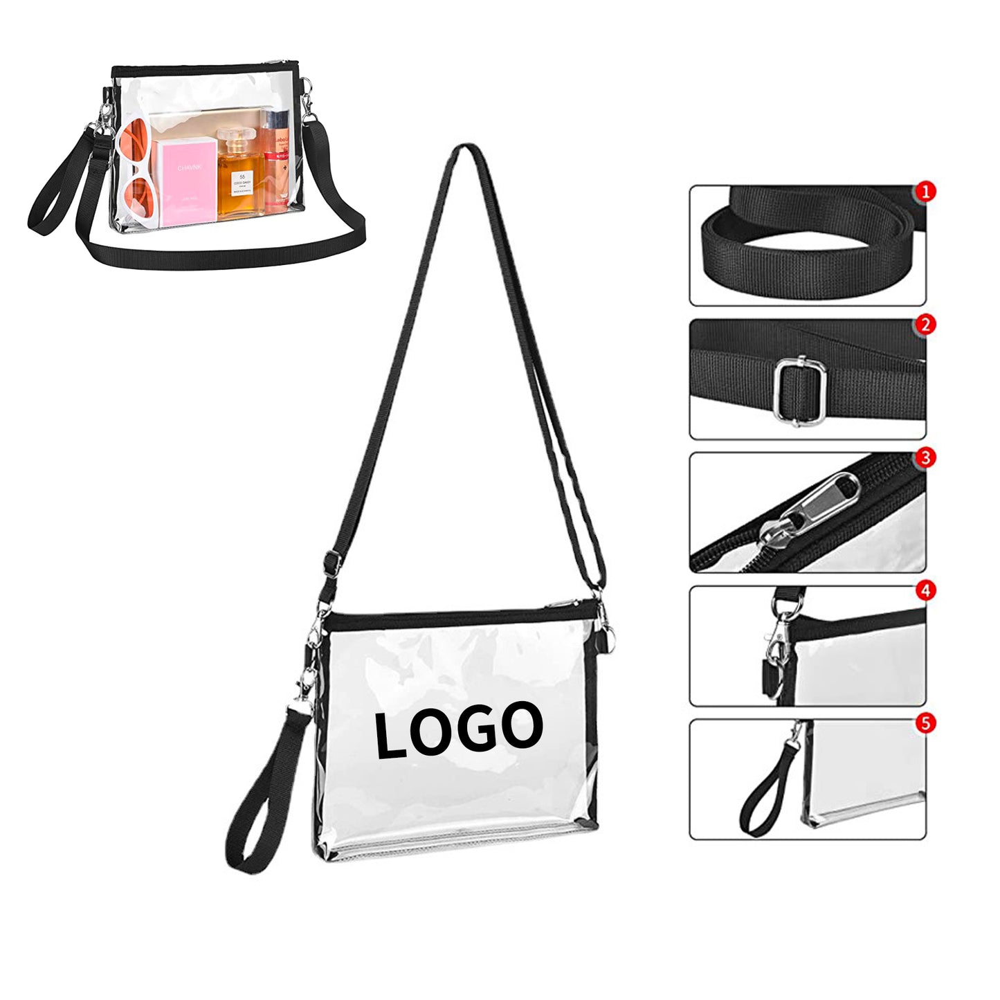 Transparent Shoulder Bag - Black