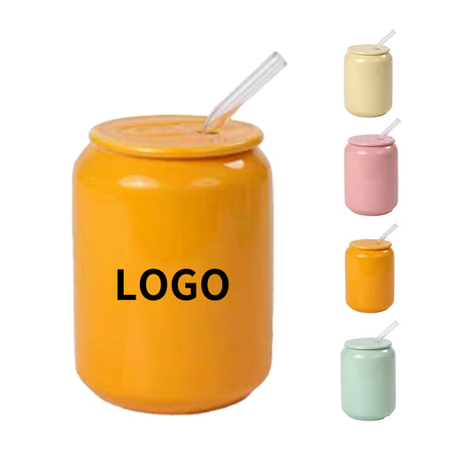 13.5 Oz. Ceramic Mug 400ml w/ Lid &amp; Straw - Pink