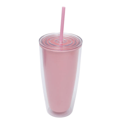 Double Wall Insulated Tumbler with Straw and Lid
