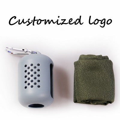 Cooling Towel in Carabiner Case - Treasure blue