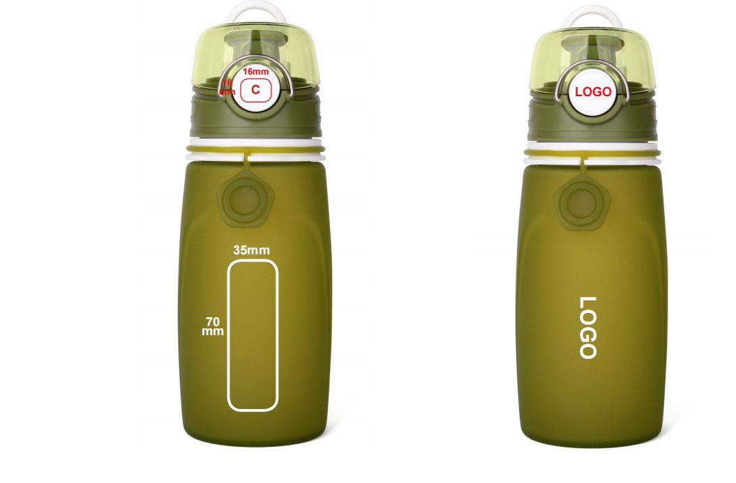 Foldable Silicone Water Bottle - Gray Black