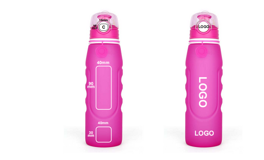 Foldable Silicone Water Bottle - Gray Black