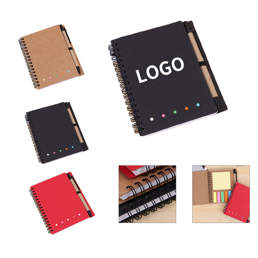 3-in-1 Notebook w/ Sticky Flags &amp; Pen - Natural Brown