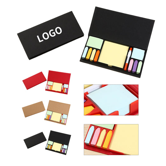 4-in-1 Sticky Note Set w/ Marker - Natural Brown