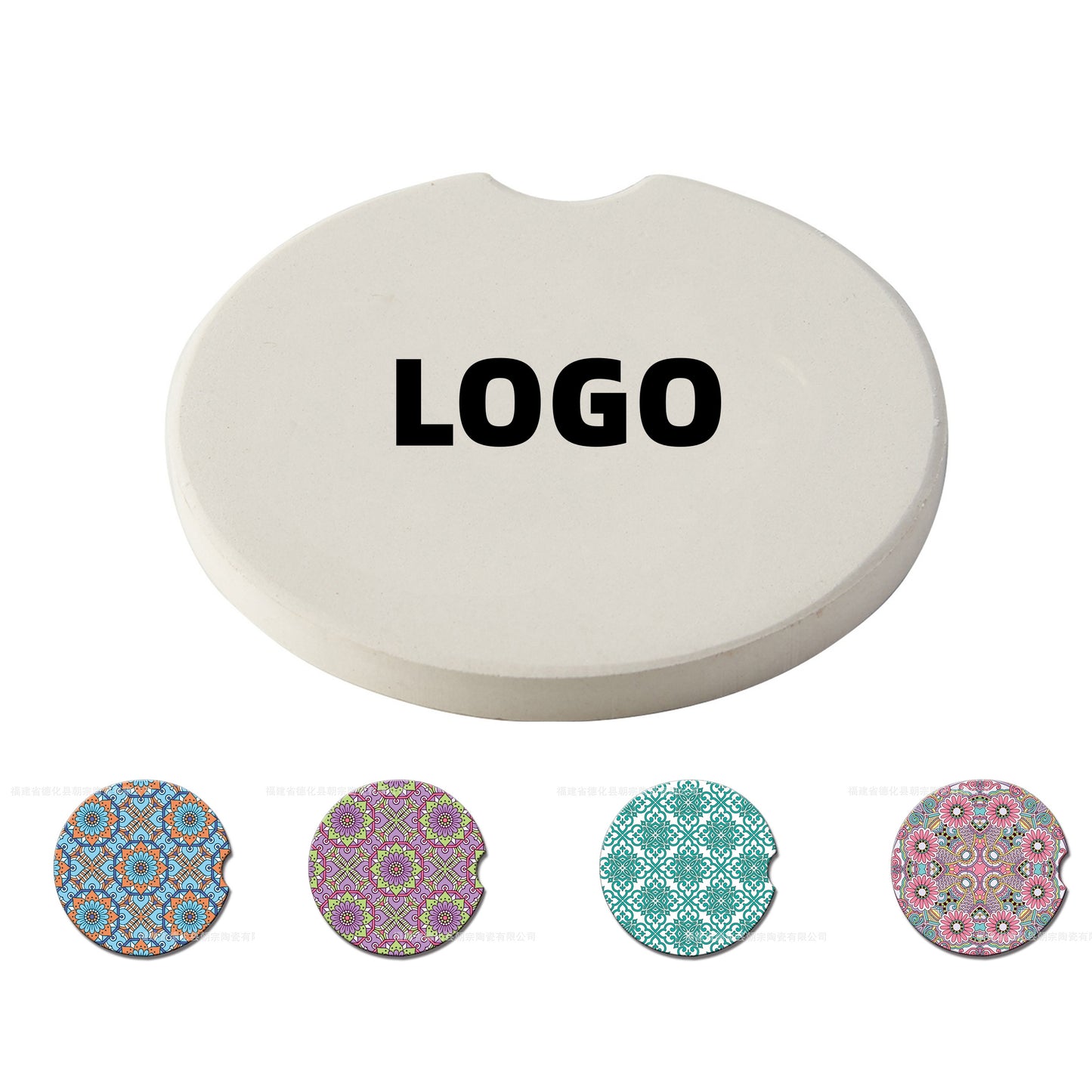 Ceramic Car Coaster MOQ 100PCS - White