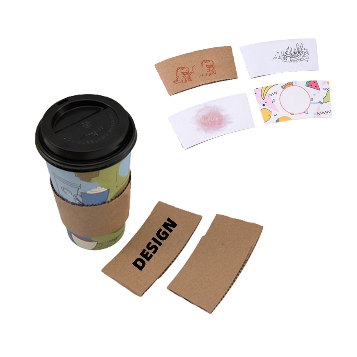 Kraft Paper Coffee Cup Sleeves - Kraft