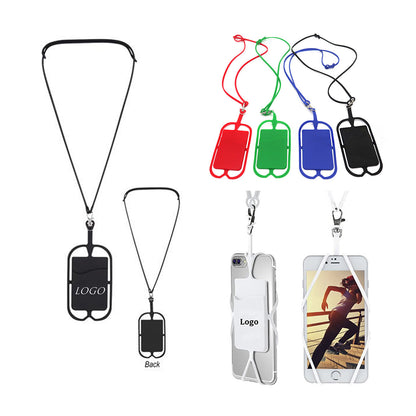 Neck Phone Holder w/Card Pocket and Silicone Neck Strap