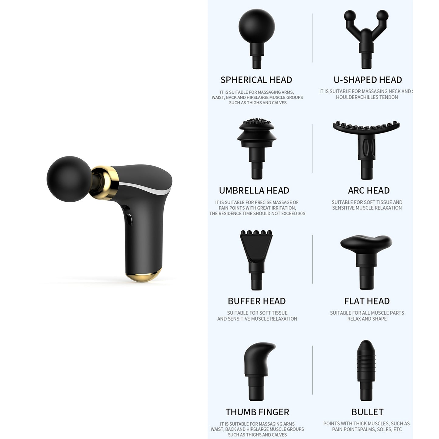 Professional Massage Gun with 8 Heads MOQ 10PCS