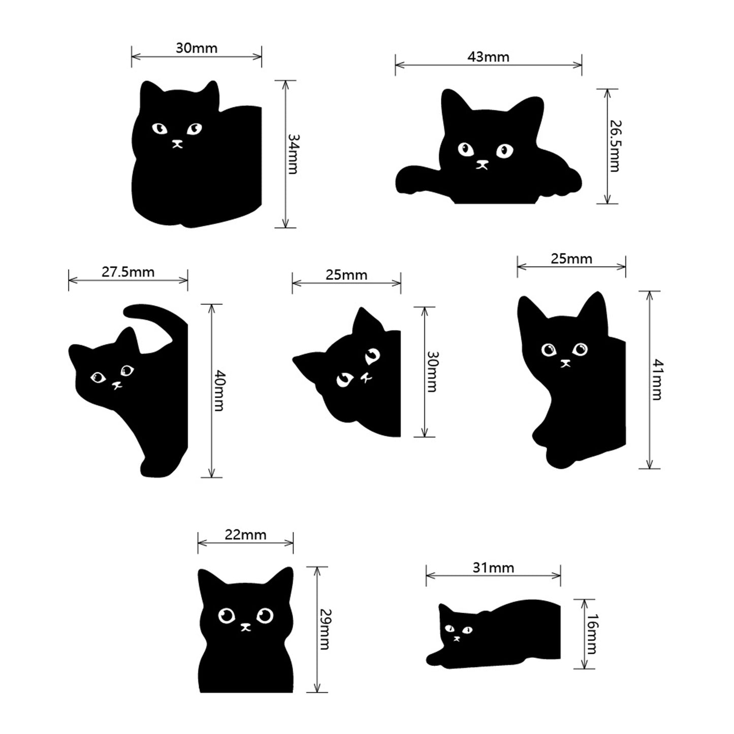 Magnetic Bookmarks Assorted Cute Book Markers - Black