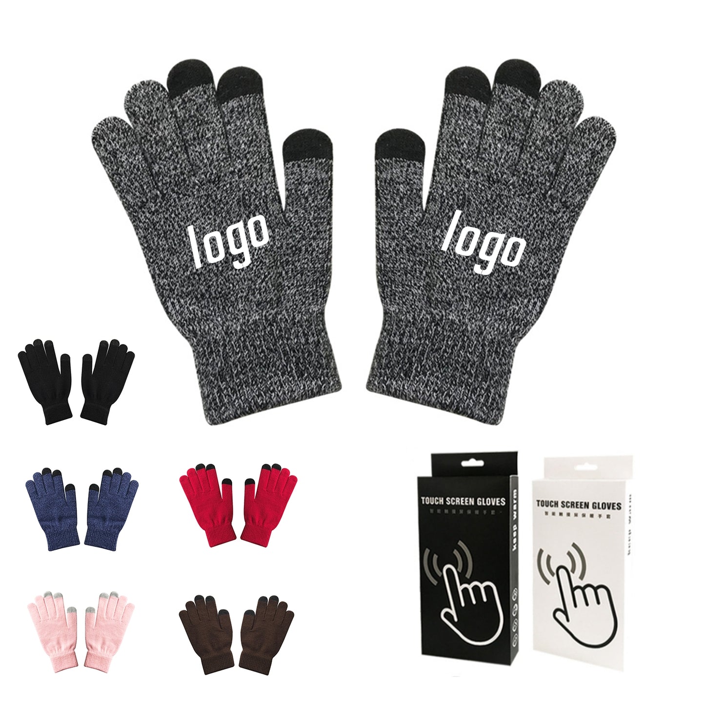 Touch Screen Warm Gloves Individual Box Packing - Red