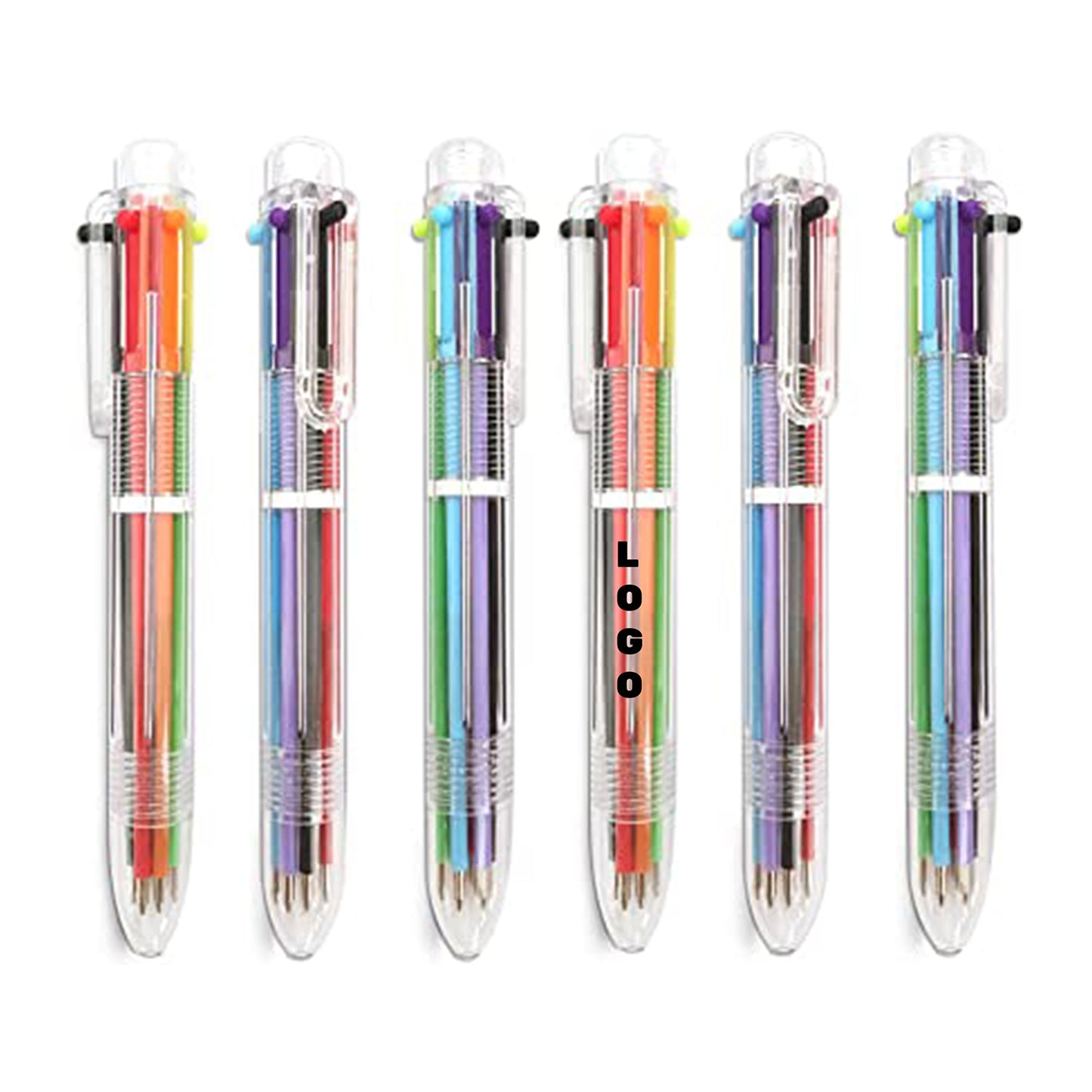 6 Colors Transparent Ballpoint Pen - Clear
