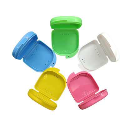 Dental Tray Denture Box Container With Vent Holes Teeth Orthodontic Guard Case Container - Red