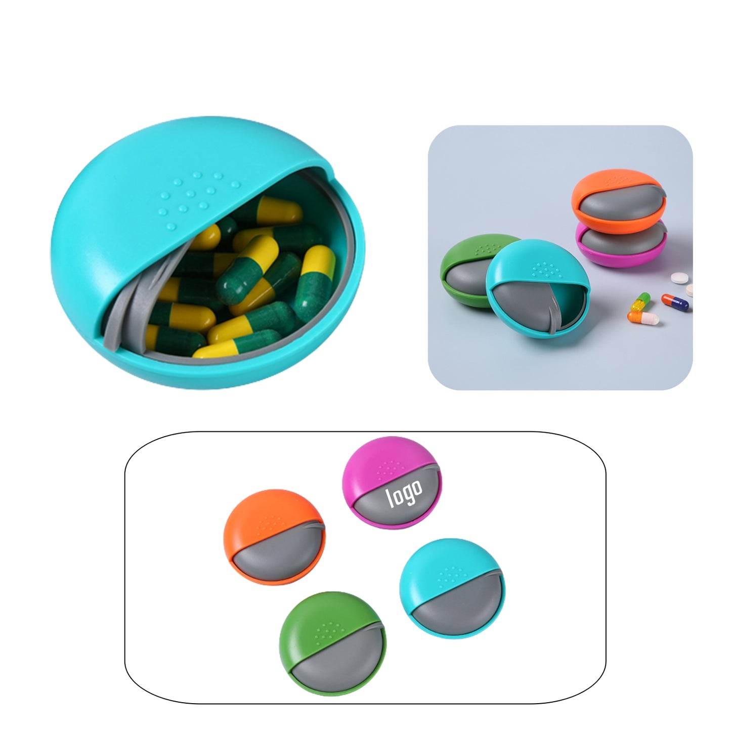 Portable Pill Container Rotating Organizer