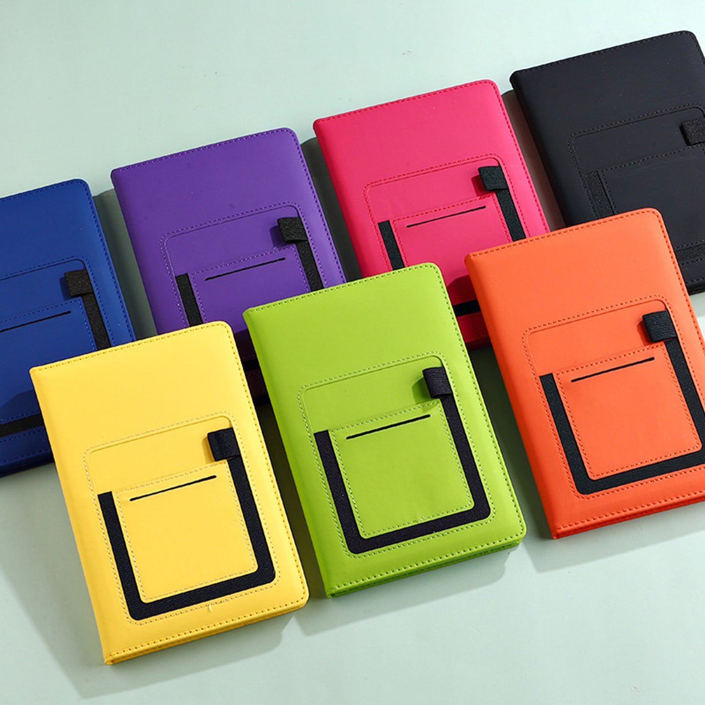 PU Leather Journal Notebook with Pocket - Black